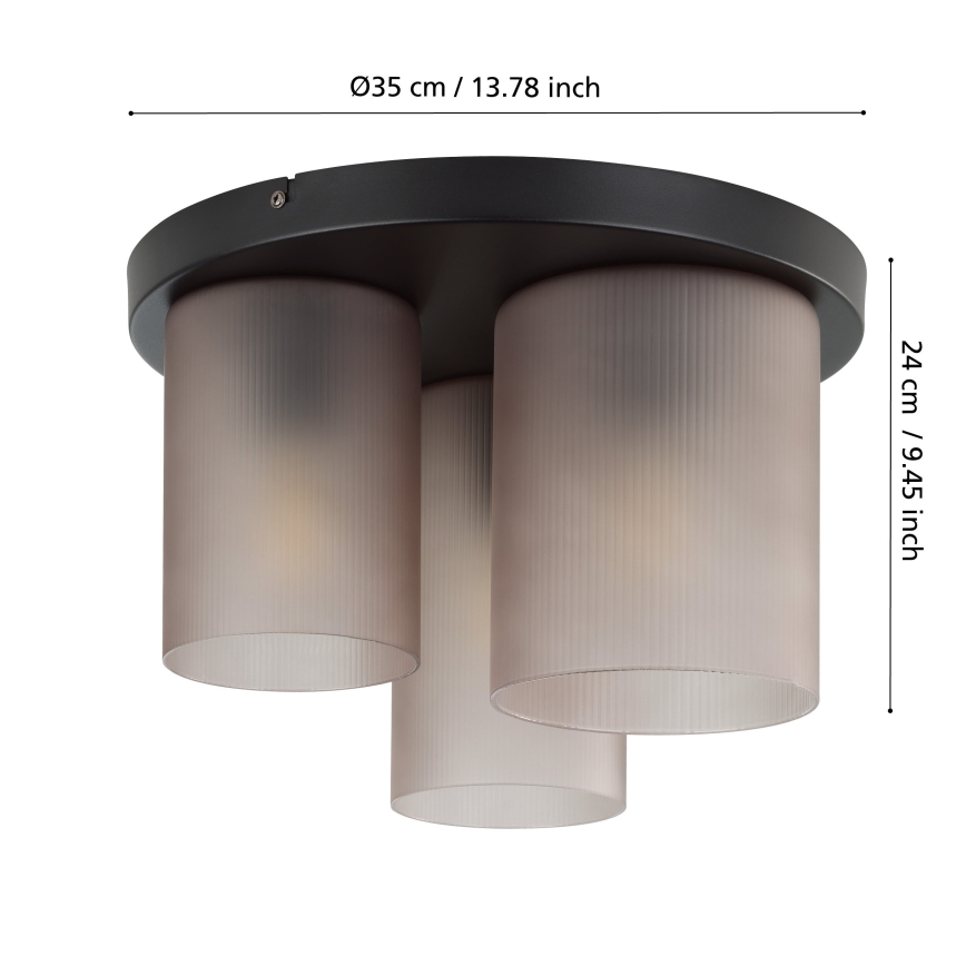 Eglo - Plafondlamp 3xE27/40W/230V grijs