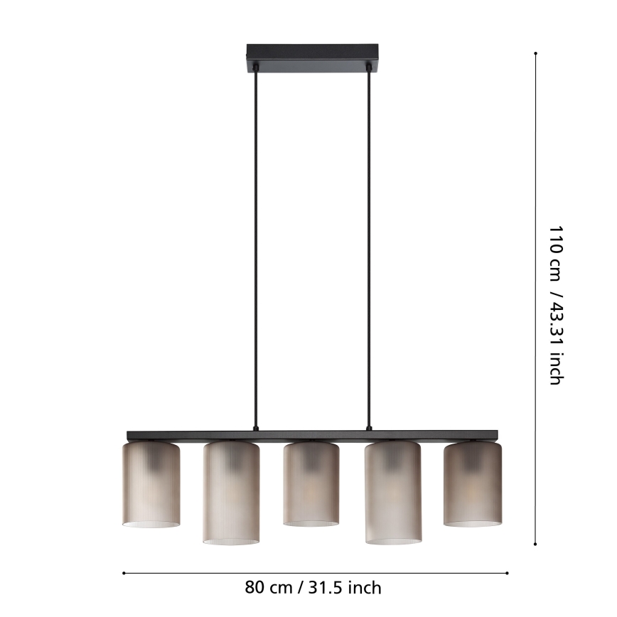 Eglo - Hanglamp aan een koord COLOMERA 5xE27/40W/230V grijs