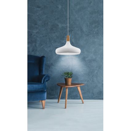 Eglo - Suspension filaire 1xE27/40W/230V d. 40 cm blanc - FSC certifié