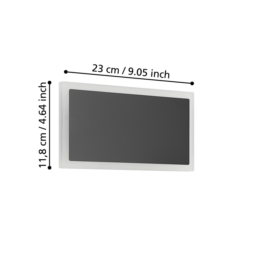 Eglo - LED wand verlichting LED/12W/230V 3000K 12x23 cm zwart