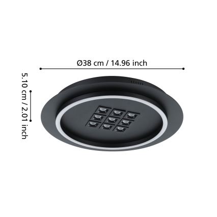 Eglo - Dimbare LED plafondlamp LED/21,4W/230V 2700-6500K zwart + afstandsbediening