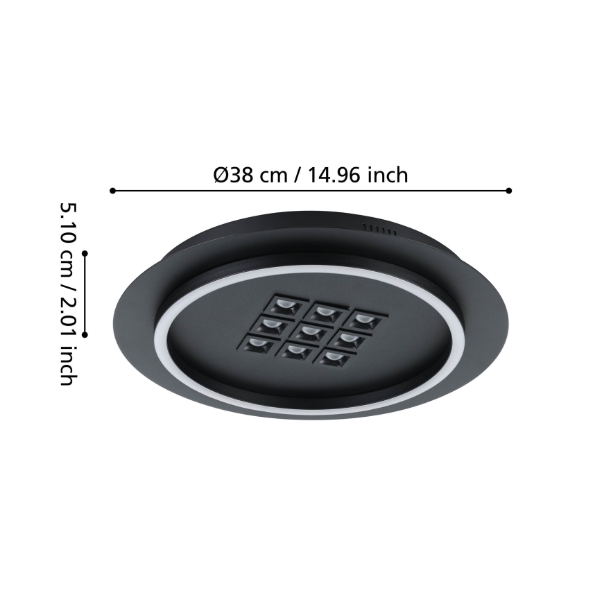 Eglo - Dimbare LED plafondlamp LED/21,4W/230V 2700-6500K zwart + afstandsbediening