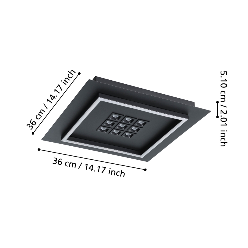 Eglo - Dimbare LED plafondlamp LED/21,4W/230V 2700-6500K zwart + afstandsbediening