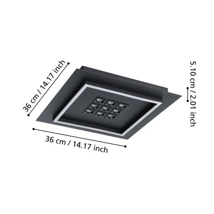 Eglo - Plafonnier à intensité variable LED/21,4W/230V 2700-6500K noir + télécommande