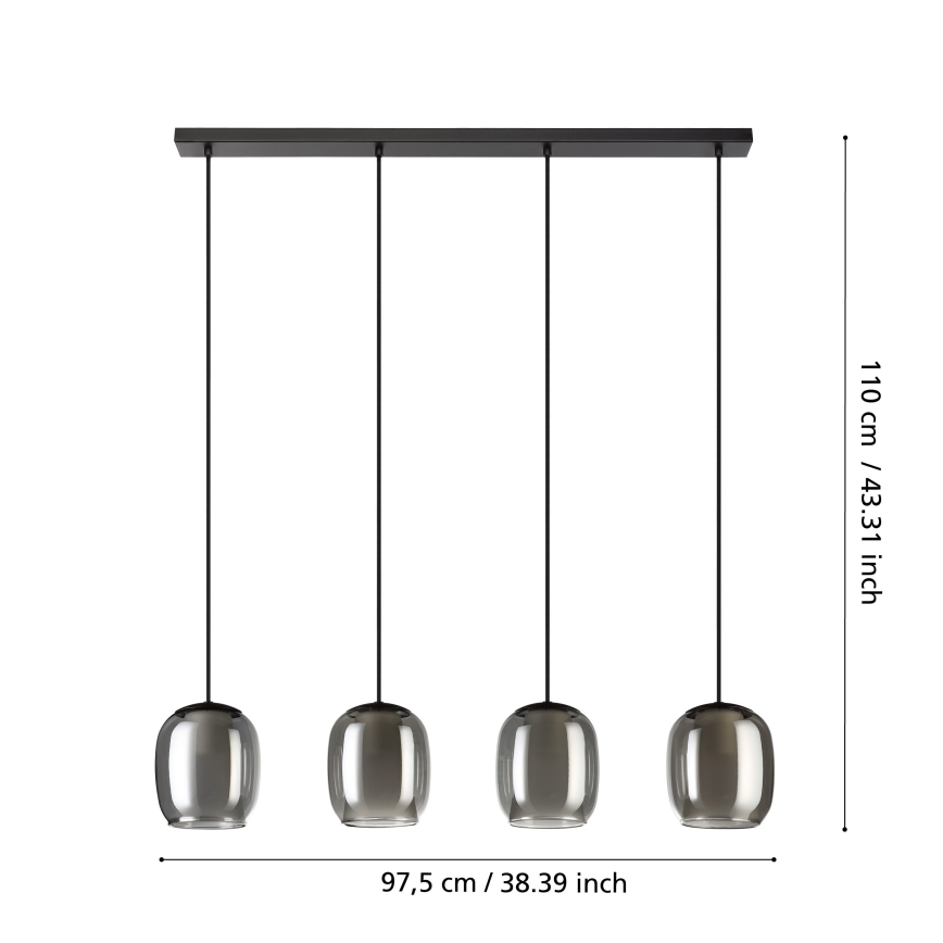 Eglo - Hanglamp aan een koord 4xE27/28W/230V grijs