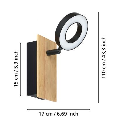 Eglo - Applique murale spot LED/4,2W/230V noire/marron