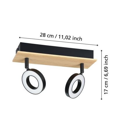 Eglo - LED-spot 2xLED/4,2W/230V zwart/bruin