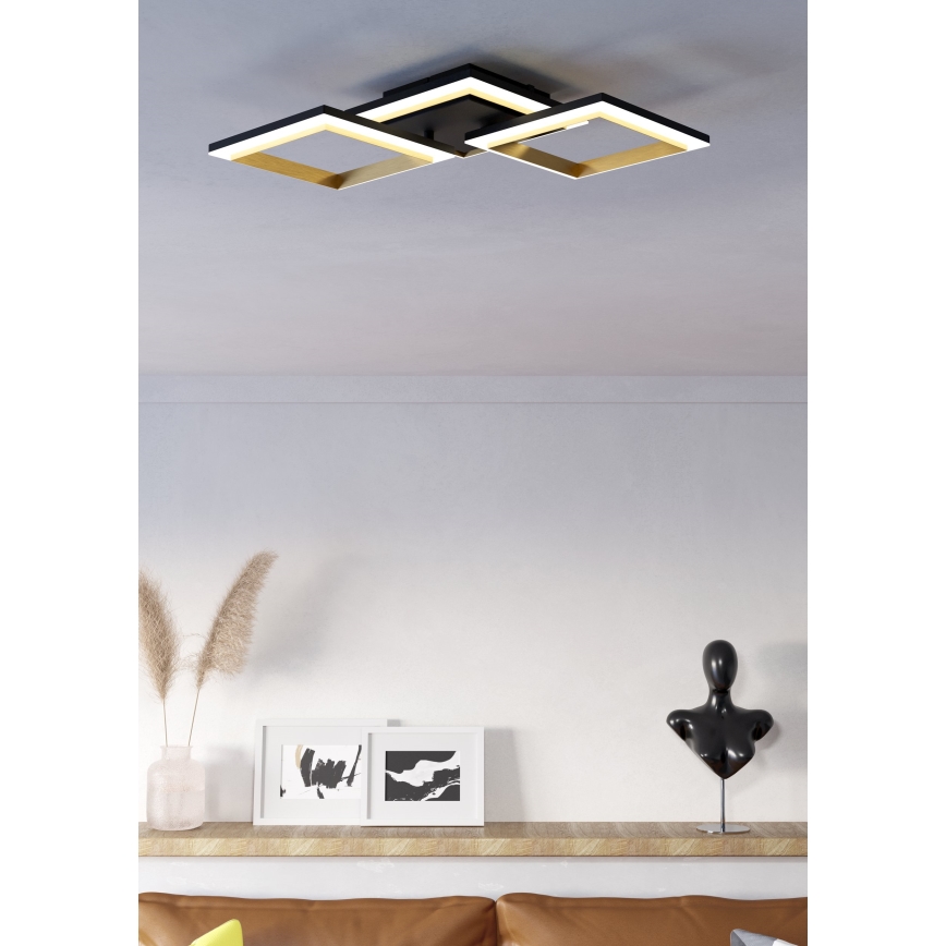 Eglo - Dimbare LED plafondlamp LED/20W/230V 4000K zwart/goud