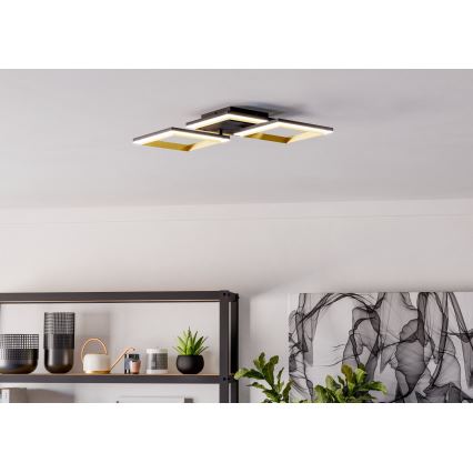 Eglo - Dimbare LED plafondlamp LED/20W/230V 4000K zwart/goud