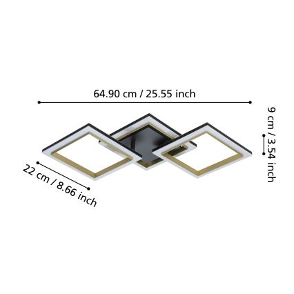 Eglo - Dimbare LED plafondlamp LED/20W/230V 4000K zwart/goud