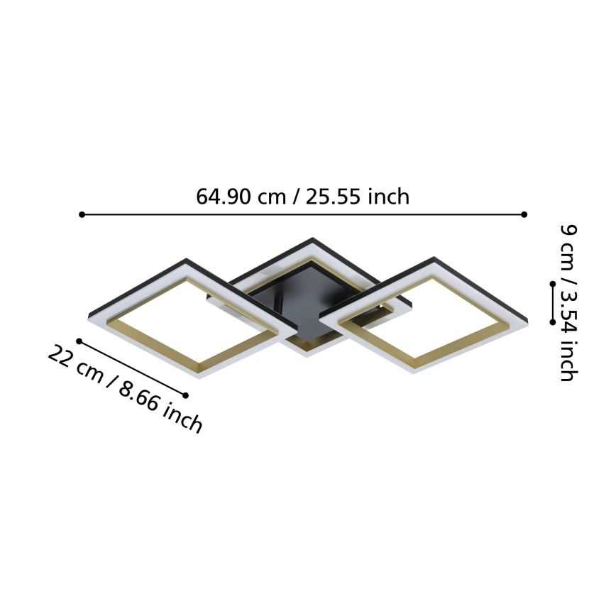 Eglo - Dimbare LED plafondlamp LED/20W/230V 4000K zwart/goud