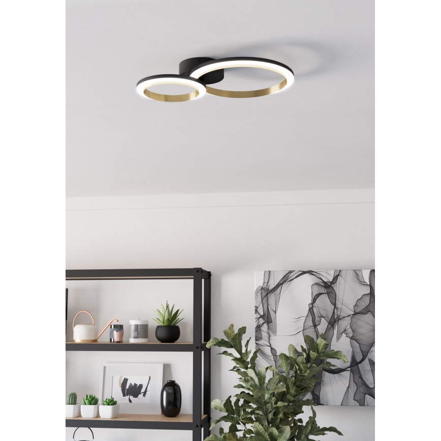Eglo - Dimbare LED plafondlamp LED/12W/230V 4000K zwart/goud