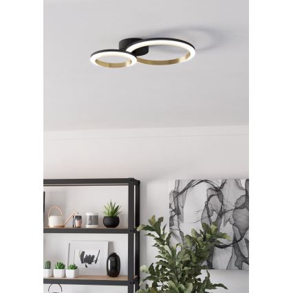 Eglo - Plafonnier à intensité variable LED/12W/230V 4000K noir/doré