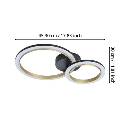 Eglo - Plafonnier à intensité variable LED/12W/230V 4000K noir/doré