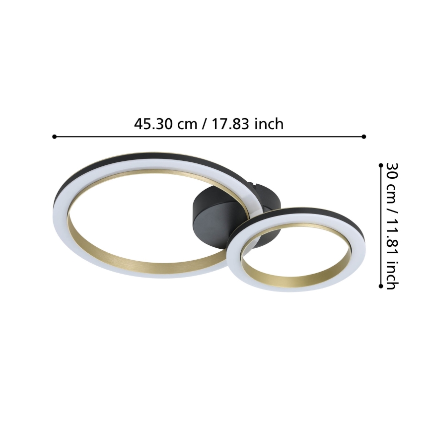 Eglo - Plafonnier à intensité variable LED/12W/230V 4000K noir/doré