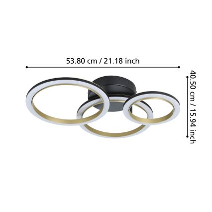 Eglo - Plafonnier à intensité variable LED/20W/230V 4000K noir/doré