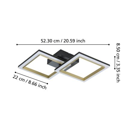 Eglo - Dimbare LED plafondlamp LED/18,4W/230V 4000K zwart/goud