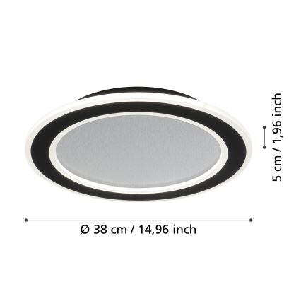 Eglo - Dimbare LED plafondlamp LED/20W/230V 2700-6500K zwart + afstandsbediening