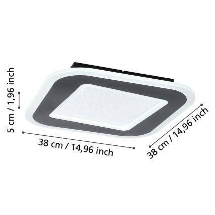 Eglo - Dimbare LED plafondlamp LED/20W/230V 2700-6500K zwart + afstandsbediening