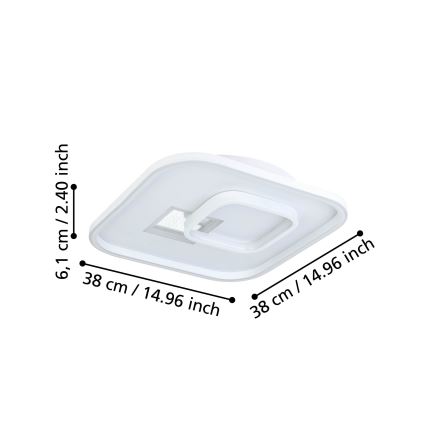 Eglo - LED Plafondlamp 1xLED/16,2W/230V + 1xLED/9,2W 38x38 cm wit