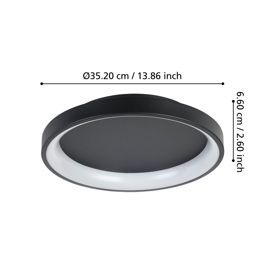 Eglo - Dimbare LED plafondlamp LED/12W/230V 2700-6500K zwart + afstandsbediening