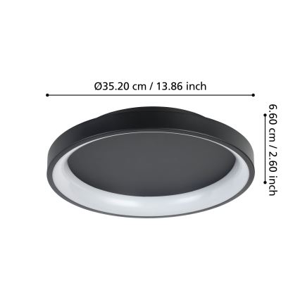 Eglo - Plafonnier à intensité variable LED/12W/230V 2700-6500K noir + télécommande