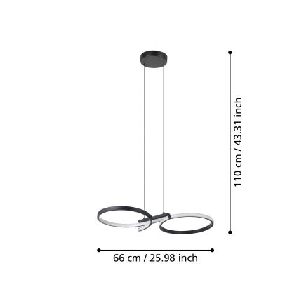 Eglo - LED Hanglamp aan een koord LED/21W/230V 3000K zwart