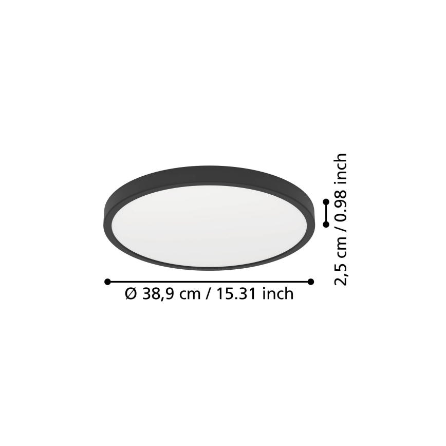 Eglo - LED plafondlamp LED/17W/230V 2700/4000/6500K Ø 38,9 cm zwart