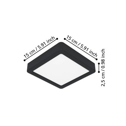 Eglo - LED plafondlamp LED/7W/230V 2700/4000/6500K 15x15cm zwart