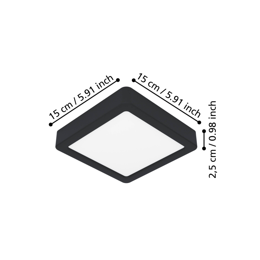 Eglo - Plafonnier LED/7W/230V 2700/4000/6500K 15x15cm noir