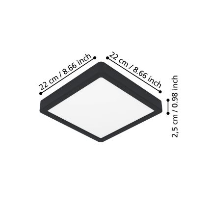 Eglo - LED plafondlamp LED/10,5W/230V 2700/4000/6500K 22x22cm zwart