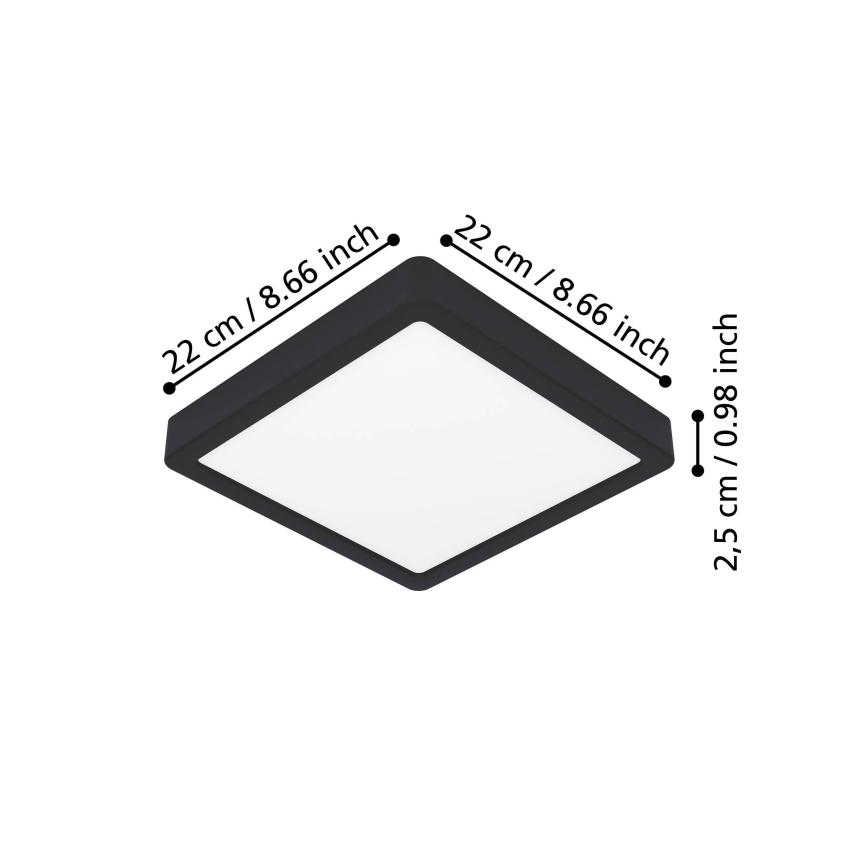 Eglo - LED plafondlamp LED/10,5W/230V 2700/4000/6500K 22x22cm zwart