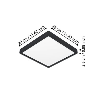 Eglo - LED plafondlamp LED/13W/230V 2700/4000/6500K 29x29cm zwart