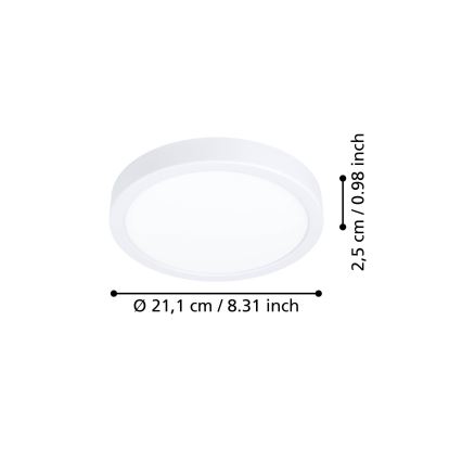 Eglo - Plafonnier LED 11,5W/230V 2700/4000/6500K Ø 21,1 cm blanc