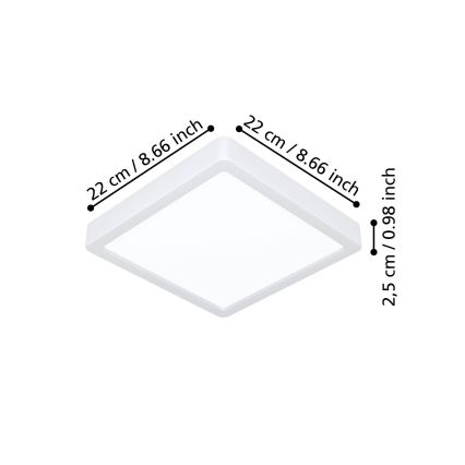 Eglo - Plafonnier LED 10,5 W, 230 V, 2700/4000/6500 K, 22 x 22 cm, blanc