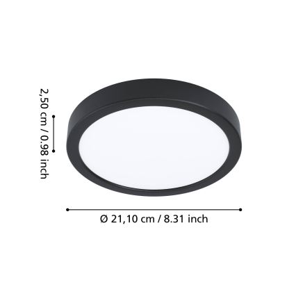 Eglo - LED plafondlamp voor de badkamer LED/11,5W/230V 2700/4000/6500K Ø 21,1 cm IP44 zwart