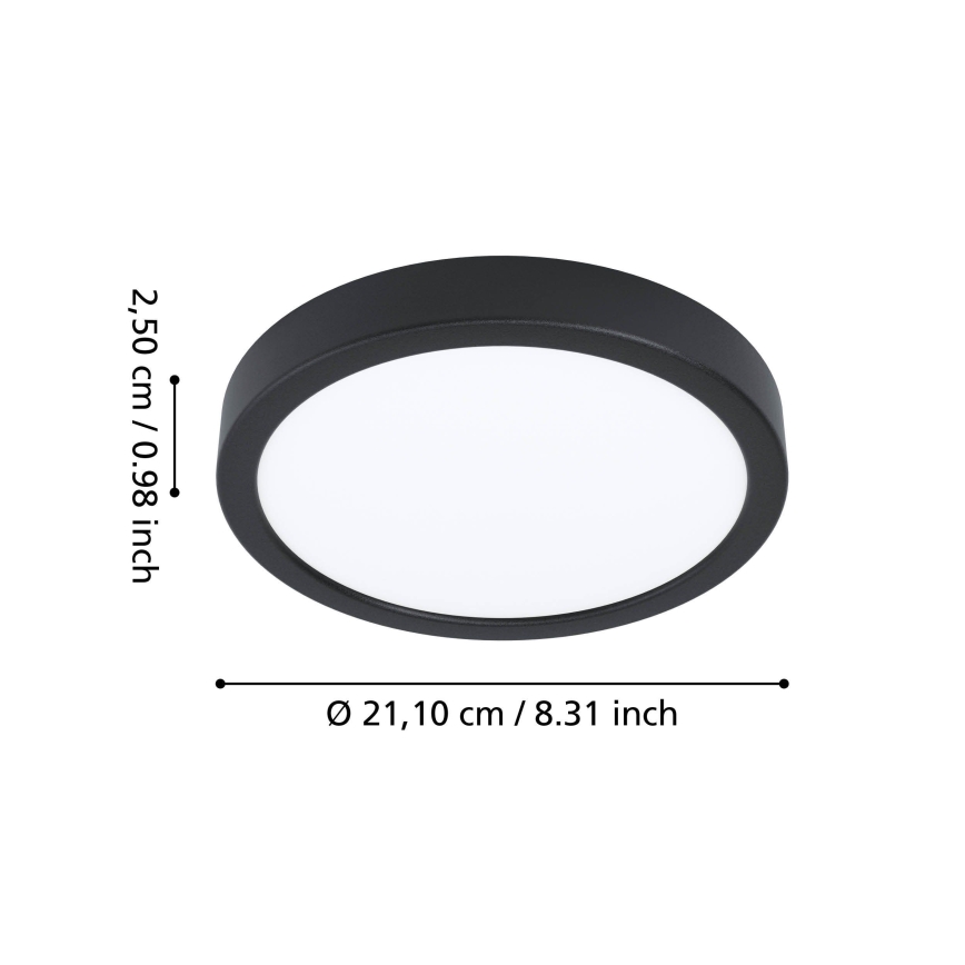 Eglo - LED plafondlamp voor de badkamer LED/11,5W/230V 2700/4000/6500K Ø 21,1 cm IP44 zwart