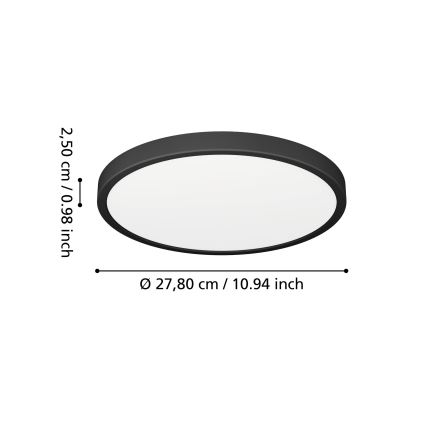 Eglo - LED plafondlamp voor badkamer LED/14,2W/230V 2700/4000/6500K Ø 27,8 cm IP44 zwart
