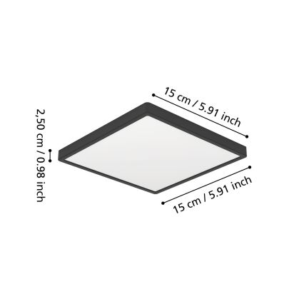 Eglo - LED-plafondlamp voor badkamer LED/7W/230V 2700/4000/6500K 15x15 cm IP44 zwart