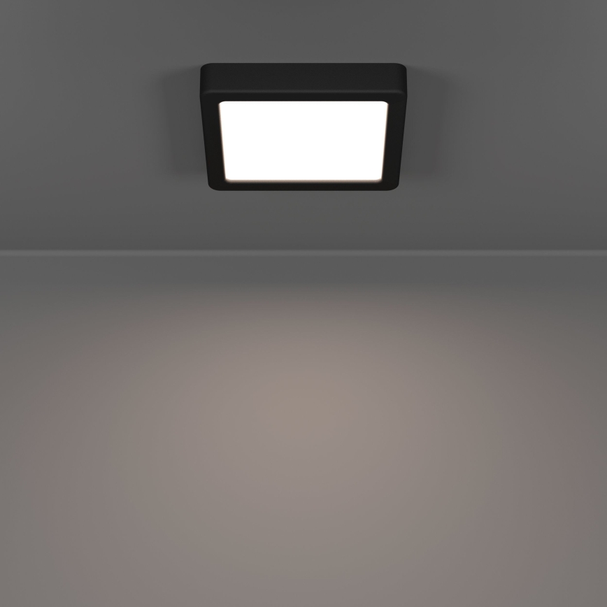 Eglo - Plafonnier LED pour salle de bains, 7 W, 230 V, 15 x 15 cm, IP44, noir