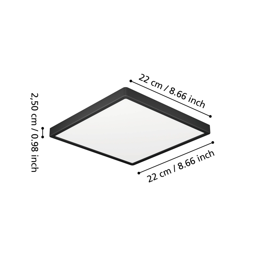 Eglo - LED-plafondlamp voor badkamer LED/10,5W/230V 22x22 cm IP44 zwart