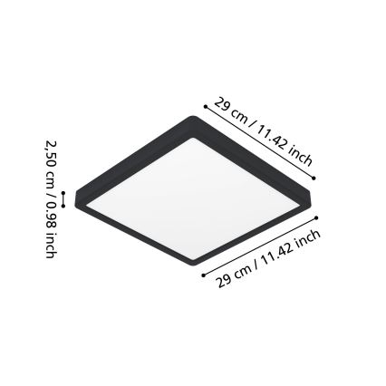 Eglo - LED-plafondlamp voor de badkamer LED/13W/230V 2700/4000/6500K 29x29 cm IP44 zwart