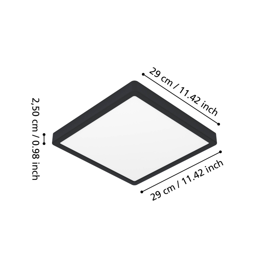 Eglo - LED-plafondlamp voor de badkamer LED/13W/230V 2700/4000/6500K 29x29 cm IP44 zwart