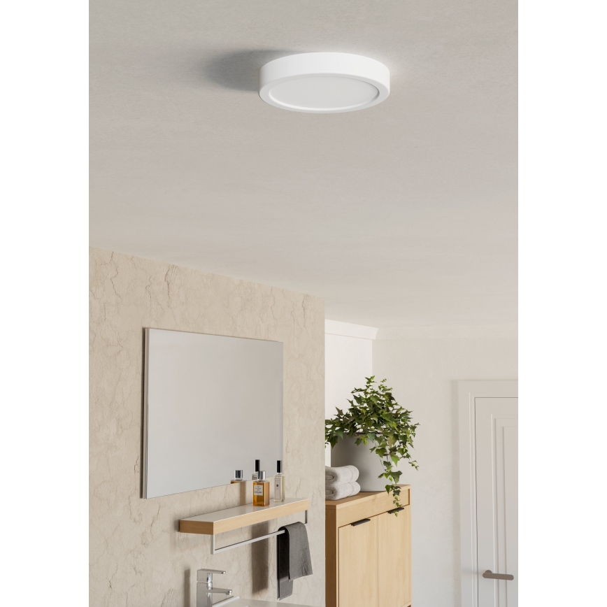 Eglo - Plafonnier LED pour salle de bains, 7,5 W, 230 V, 2700/4000/6500 K, Ø 16,6 cm, IP44, blanc