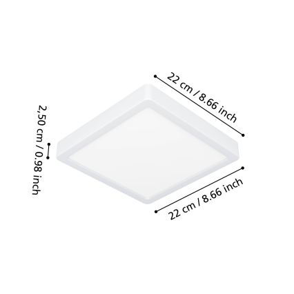Eglo - Plafonnier LED pour salle de bains LED/10,5W/230V 22x22 cm IP44 blanc