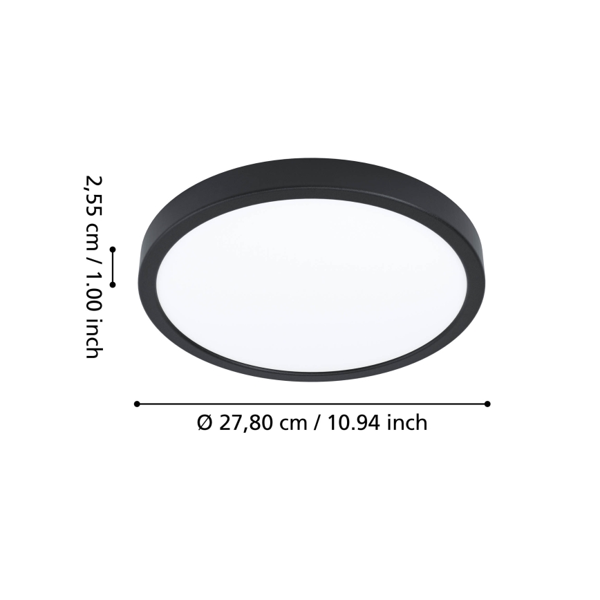 Eglo - Dimbare LED RGBW plafondlamp voor de badkamer LED/14,3W/230V 2700-6500K Ø 27,8 cm IP44 zwart