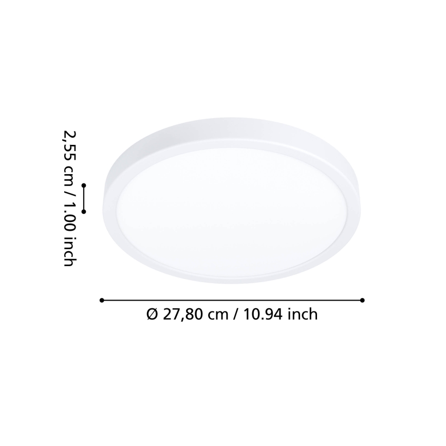 Eglo - Plafonnier LED RGBW dimmable pour salle de bains LED/14,3 W/230 V 2700–6500 K Ø 27,8 cm IP44 blanc