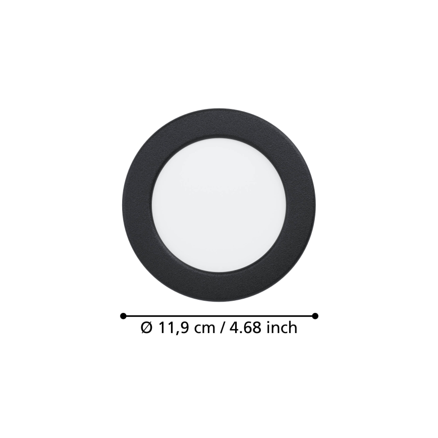 Eglo - LED inbouwspot LED/6,3W/230V 2700/4000/6500K Ø 11,9 cm zwart