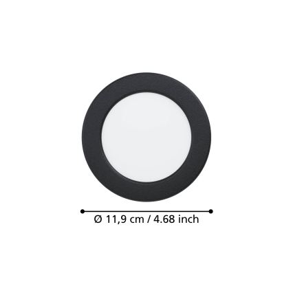 Eglo - Luminaire LED encastré LED/6,3W/230V 2700/4000/6500K diam. 11,9 cm noir