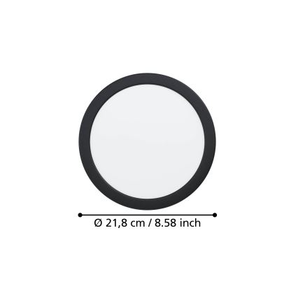 Eglo - Luminaire encastré LED, 18,5 W, 230 V, 2700/4000/6500 K, Ø 21,6 cm, noir